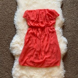 Peach Love Cream Textured Polkadot Dress